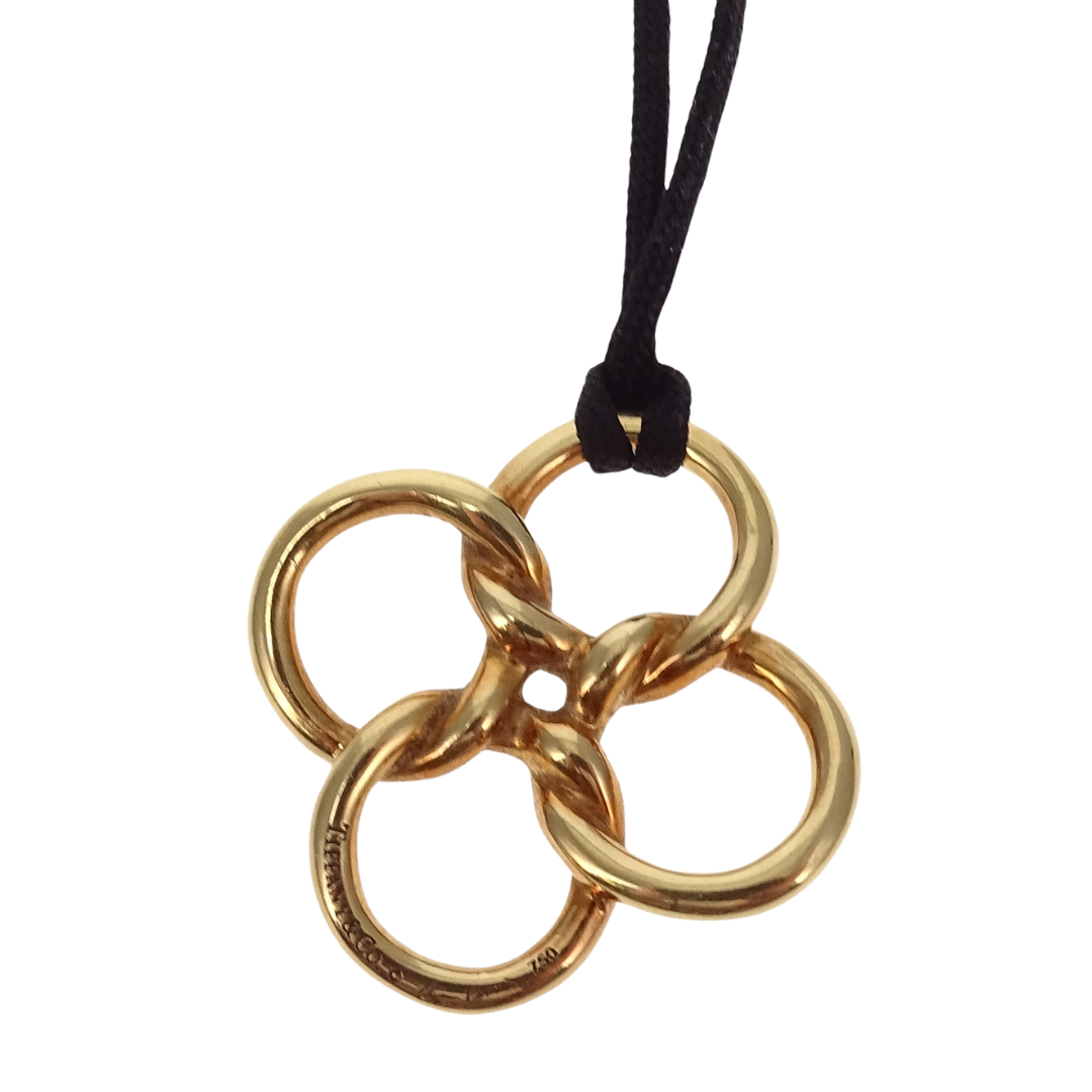 Tiffany & Co Elsa Peretti 18k Yellow Gold Quadrifoglio Pendant On Cord