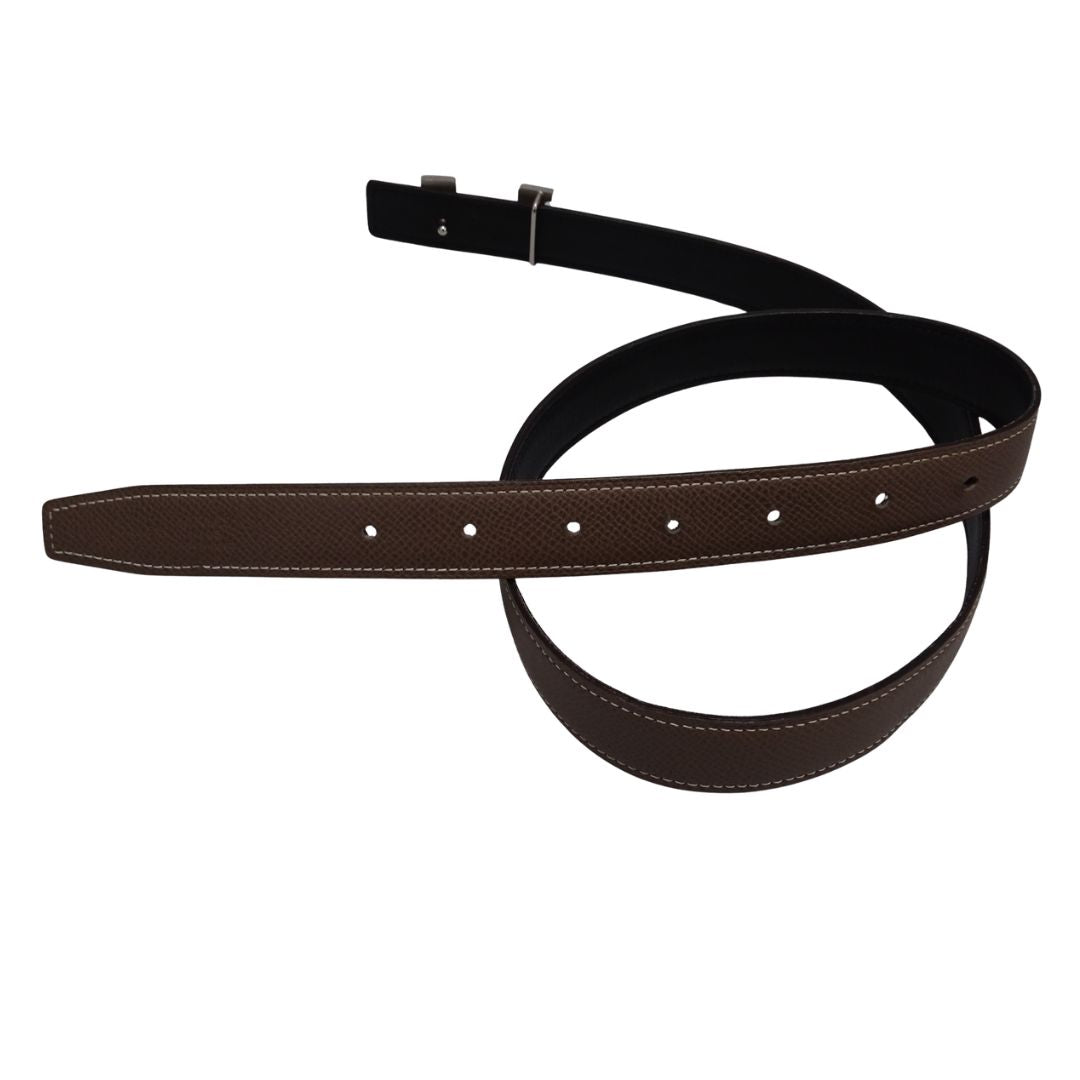 Hermes Belt 24mm Mini Constance Buckle Etoupe/Noir PHW 2017