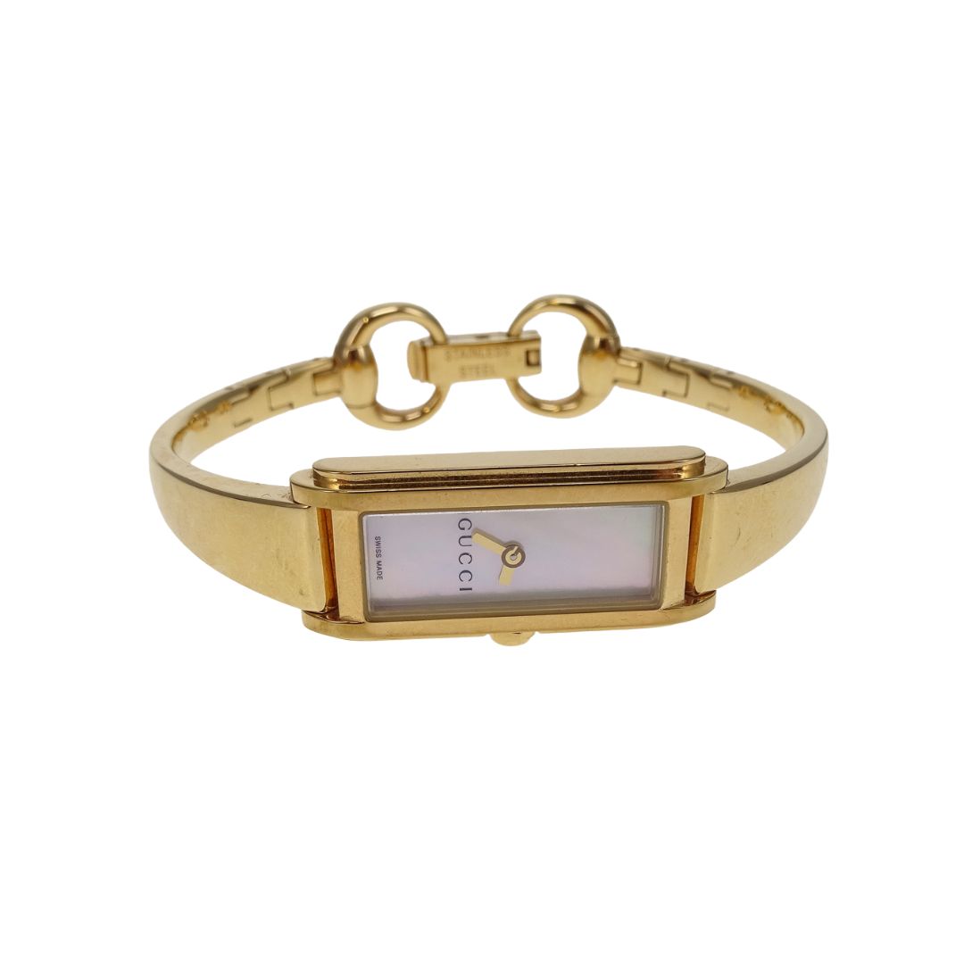 Gucci Mother Of Pearl Dial Stainless Steel Gold Watch 109