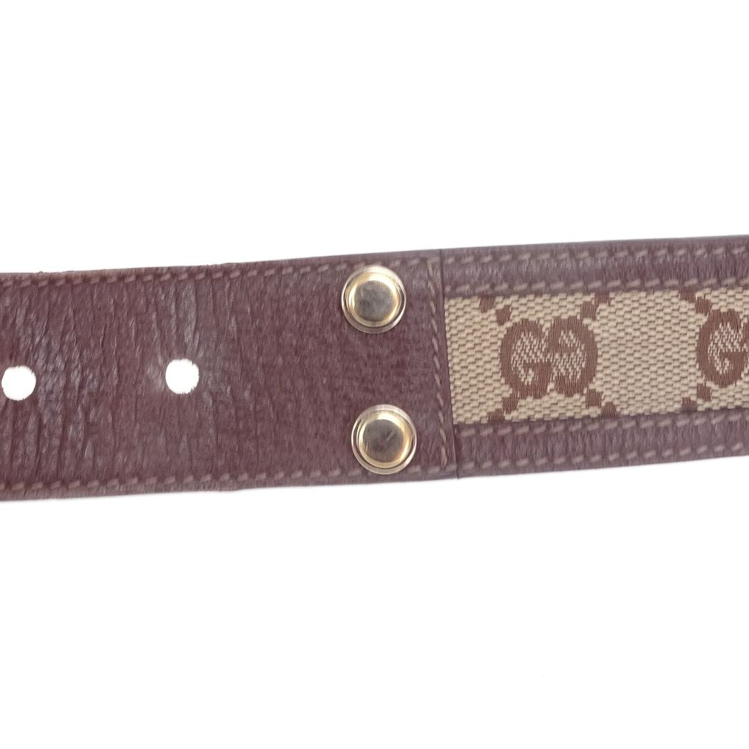 Gucci Belt GG Canvas and Brown Leather 90cm