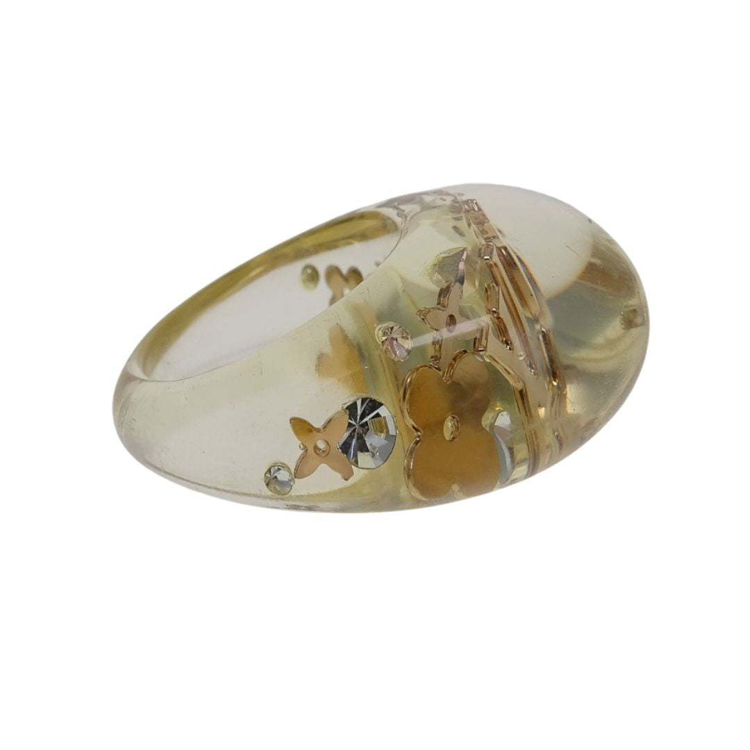 Louis Vuitton Monogram Inclusion Ring Clear Resin/Gold (size 54 - M)