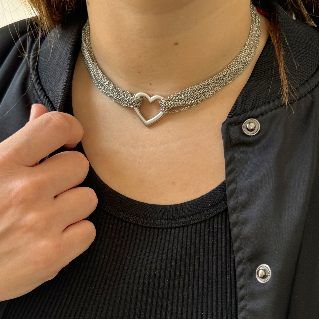 Tiffany multi chain heart necklace discount