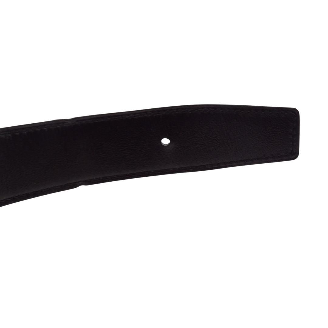 Hermes Belt In Blue Togo & Noir Swift Leather Reversible 85cm