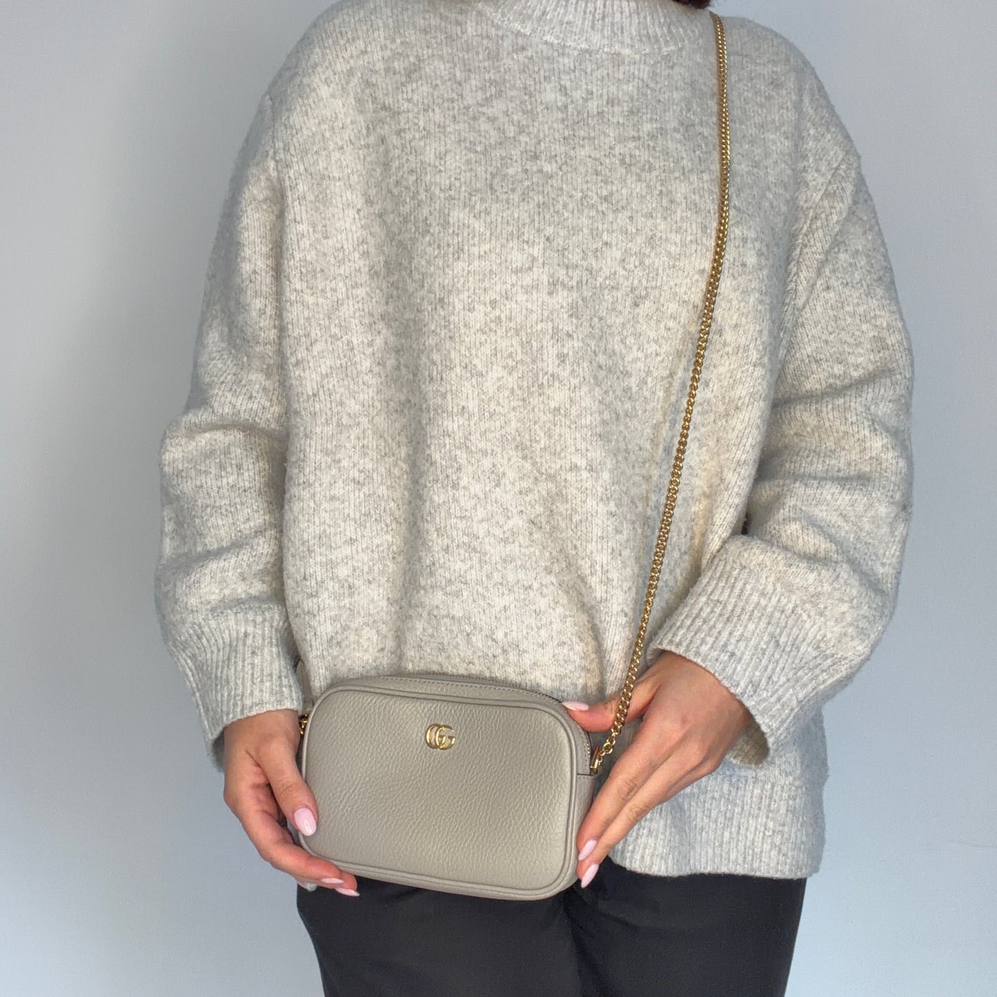 Gucci Mini Camera Bag Dollar Calfskin Grey GHW