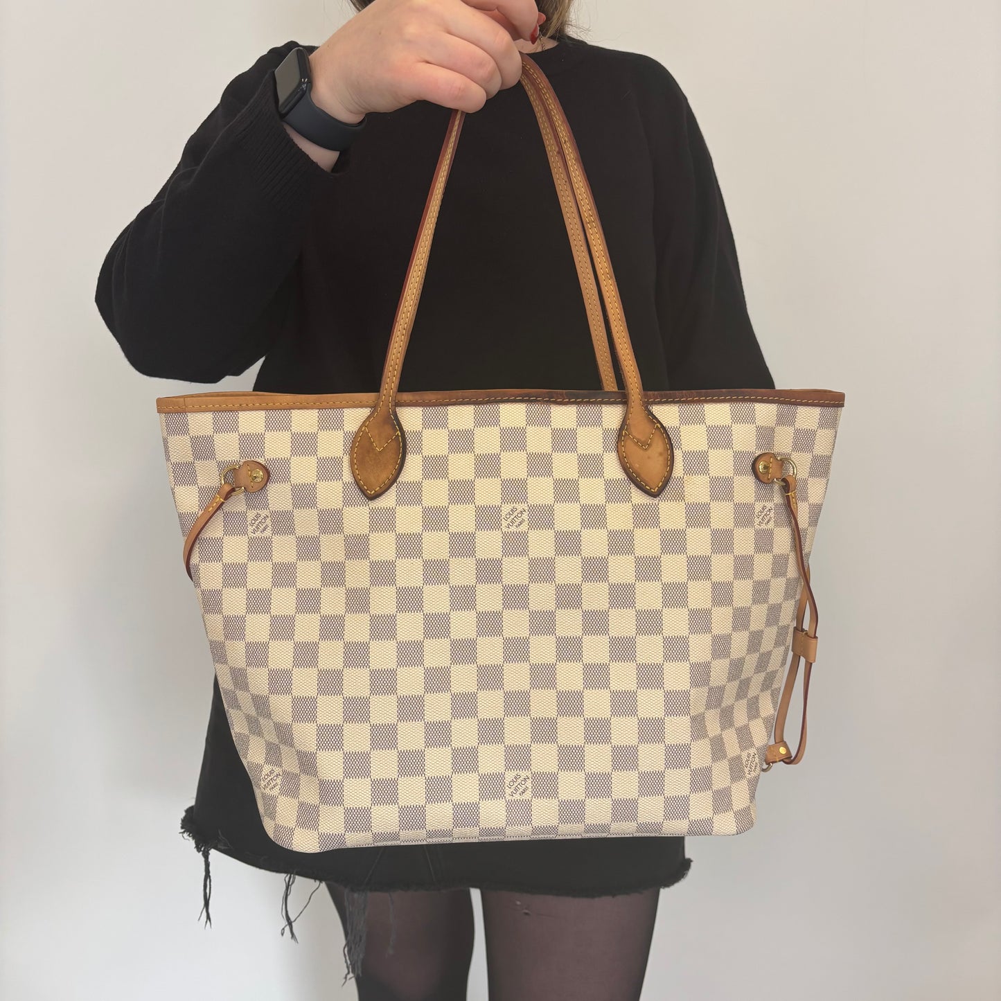 Louis Vuitton Neverfull MM & Pochette Damier Azur (NFID Chipped)