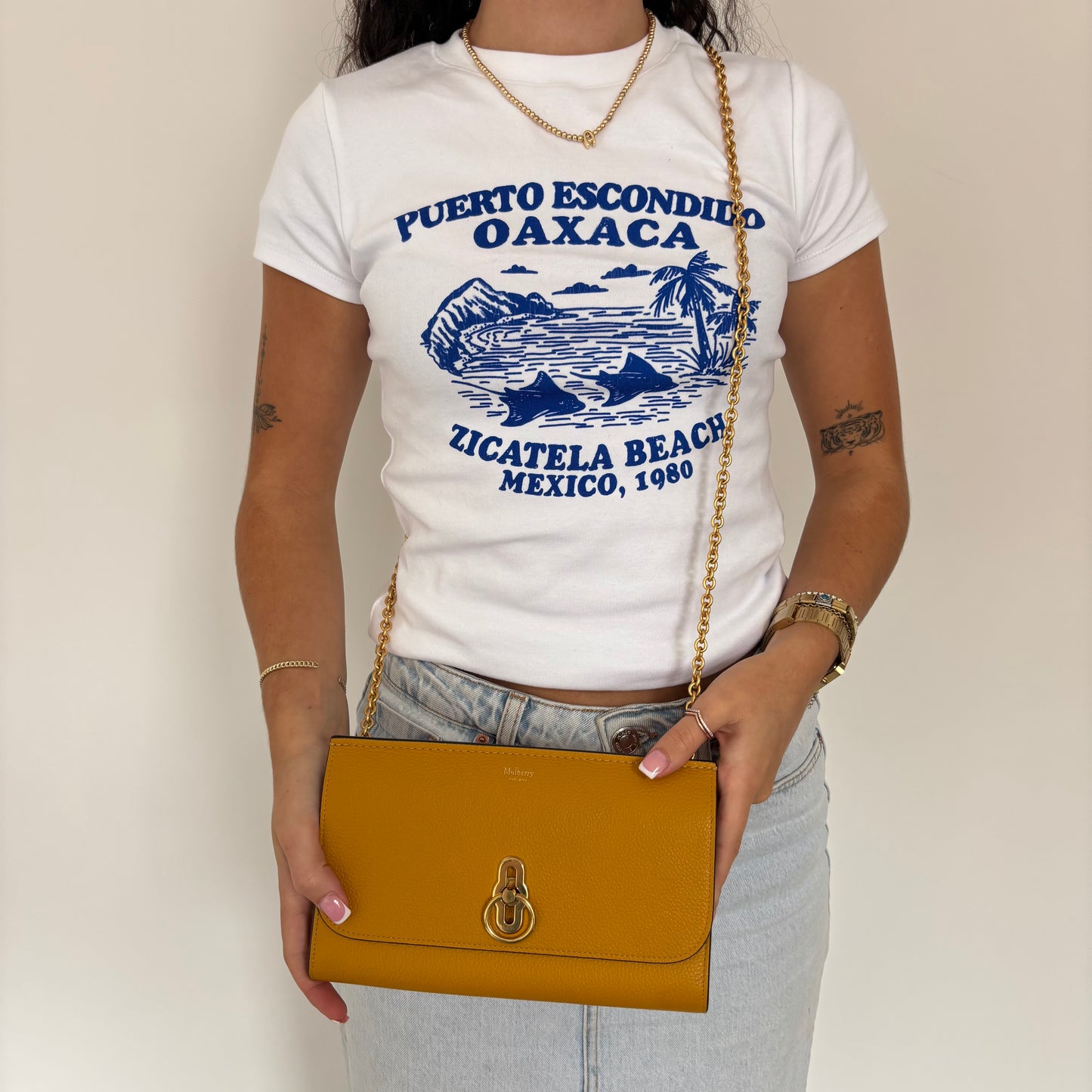 Mulberry Amberley Chain Wallet Apricot