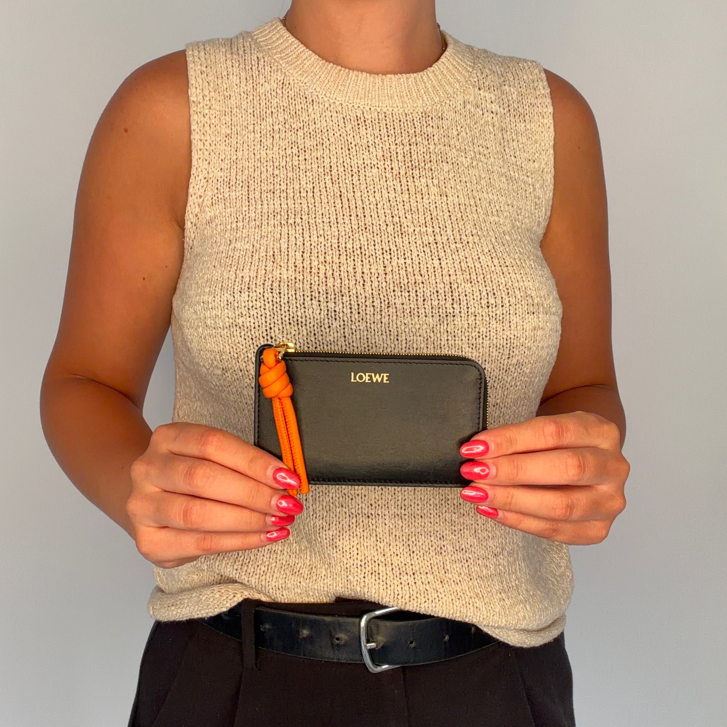 knot オブジェ　Lサイズ Loewe Knot Cardholder Black Orange Leather | Designer Exchange