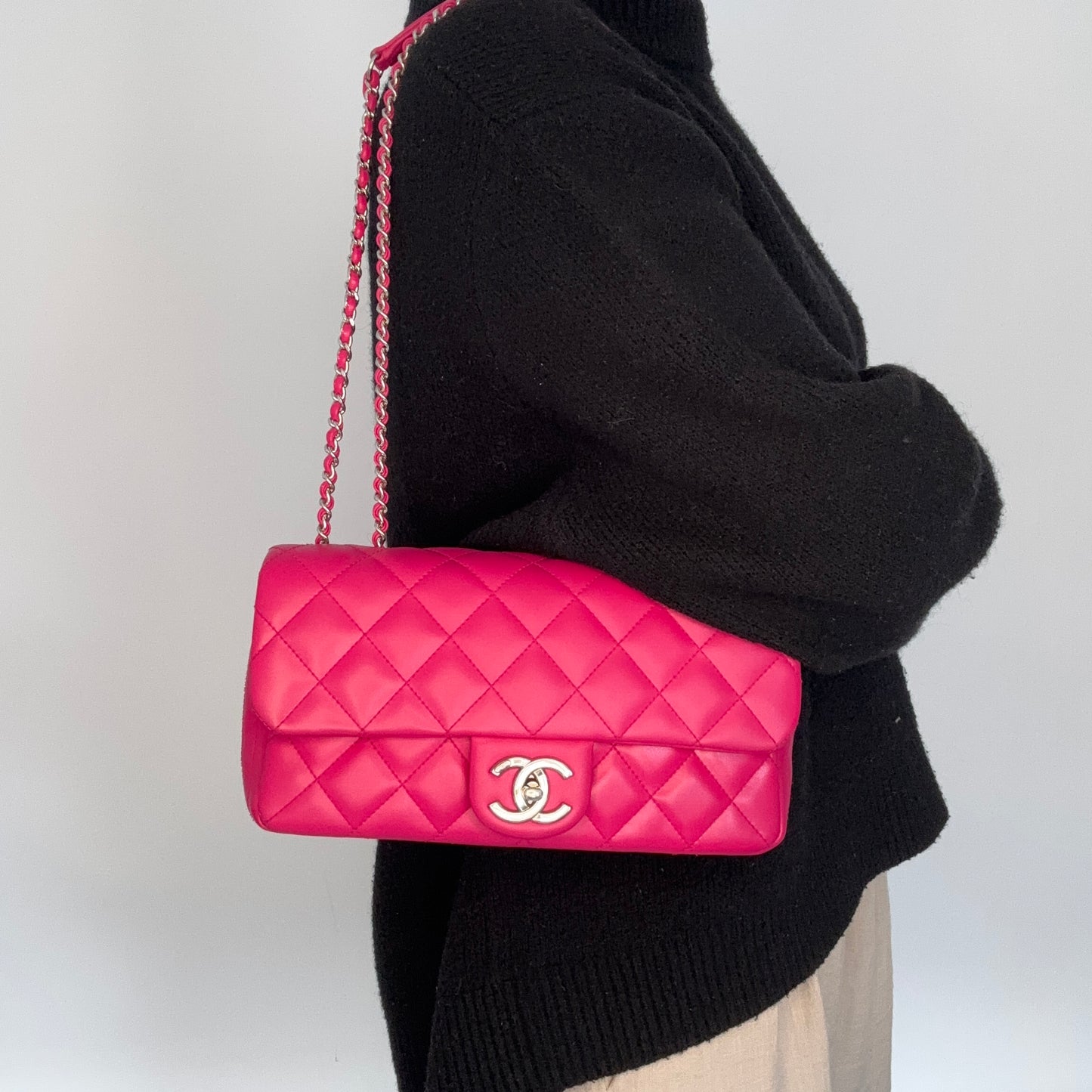 Chanel Coco Rain East West Single Flap Pink SHW 2016