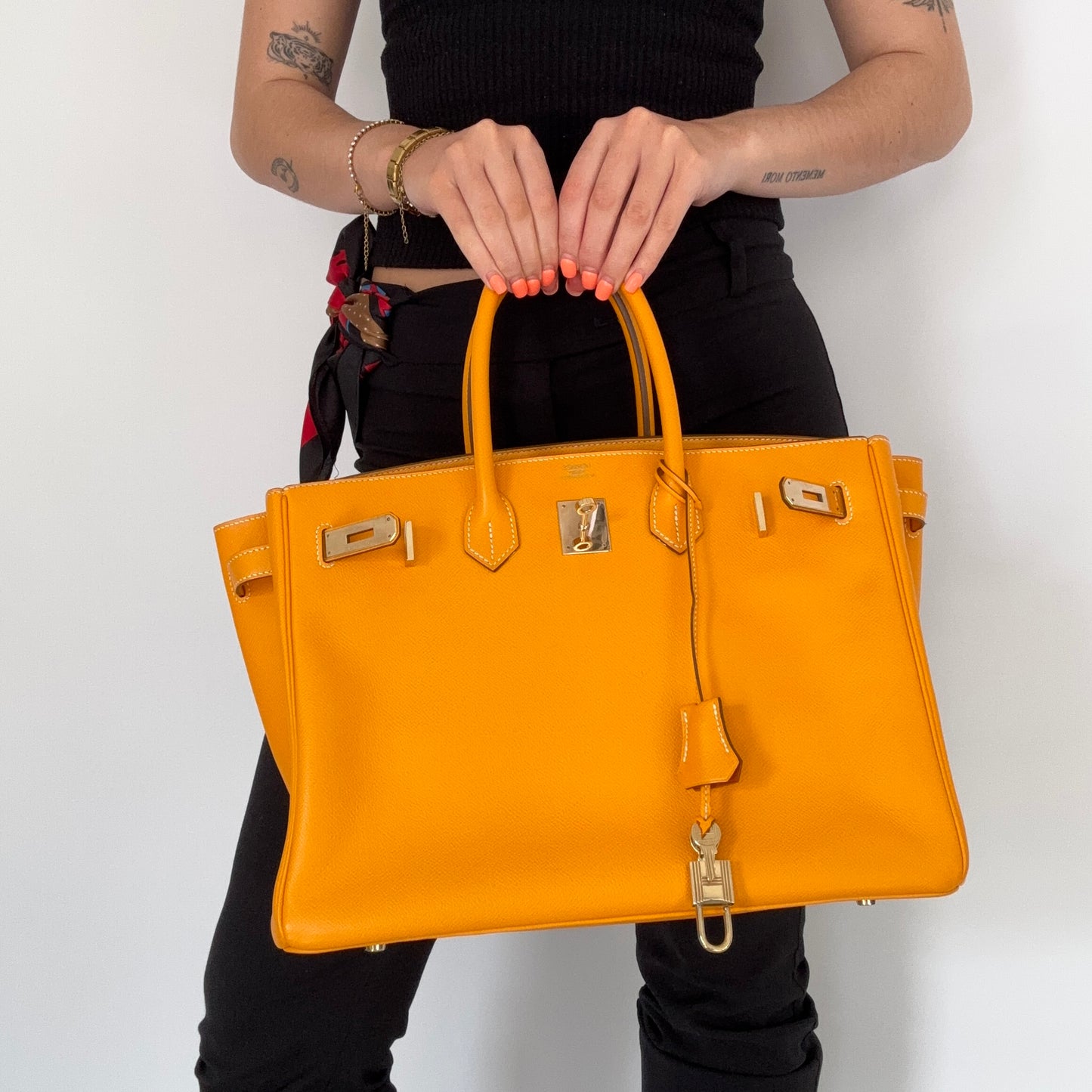 Hermes Birkin 35 Candy Jaune D'or & Potiron With Permabrass Hardware 2012
