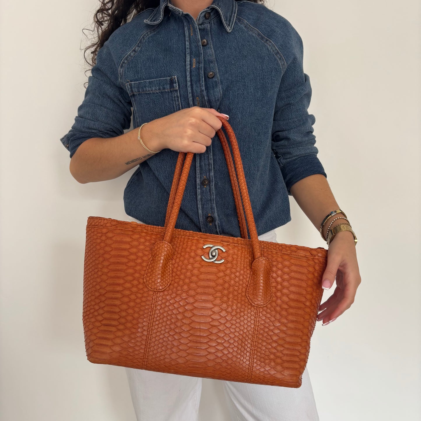Chanel Python Executive Cerf Tote Luxe Ligne 2014/15