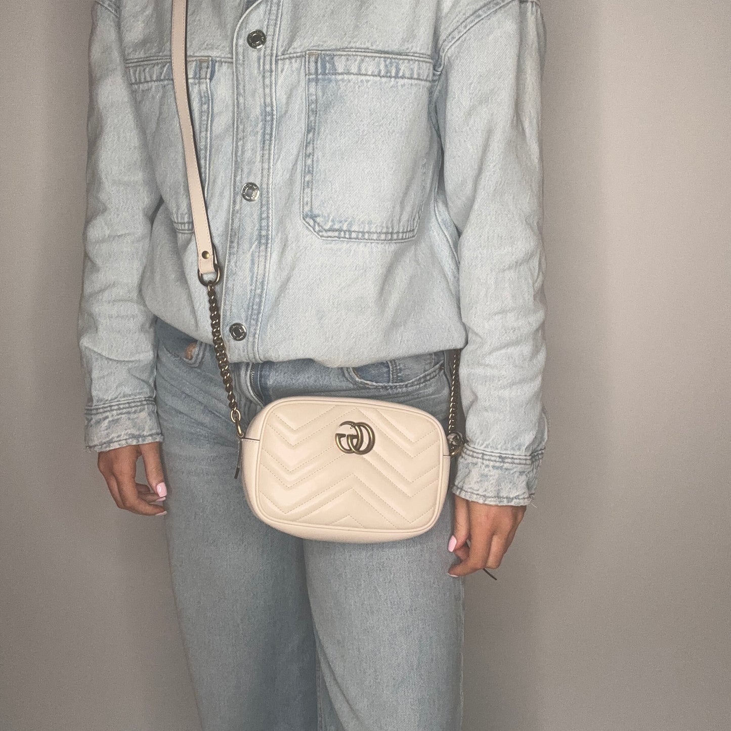 Gucci Marmont Mini Camera Bag Ivory GHW