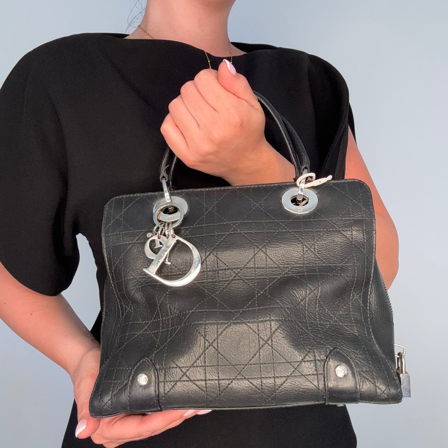 Dior Cannage Small Tote Black SHW 2004
