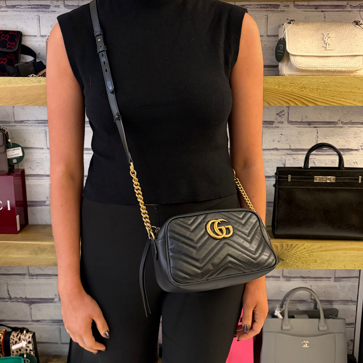 Gucci Marmont Camera Bag (OM Small) Black GHW
