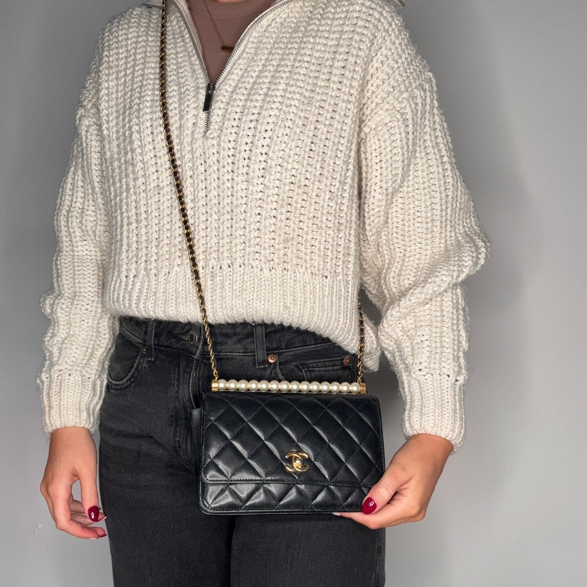 Chanel Chic Pearls Wallet on Chain Black Lambskin