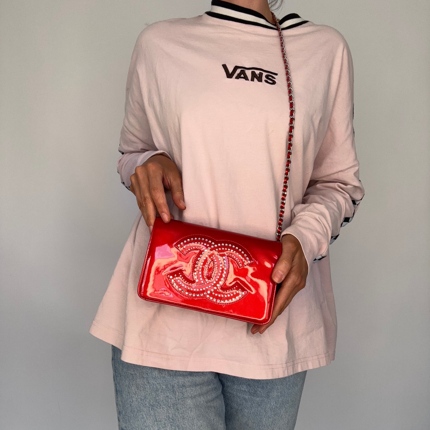 Chanel Wallet On Chain Strass CC Red Patent Leather 2009