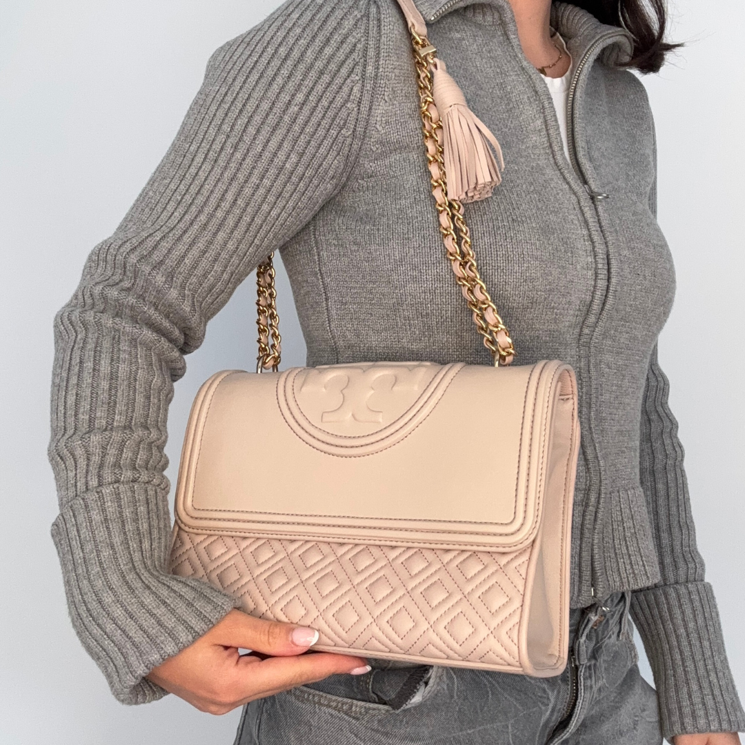 Tory Burch Fleming Bag Beige GHW