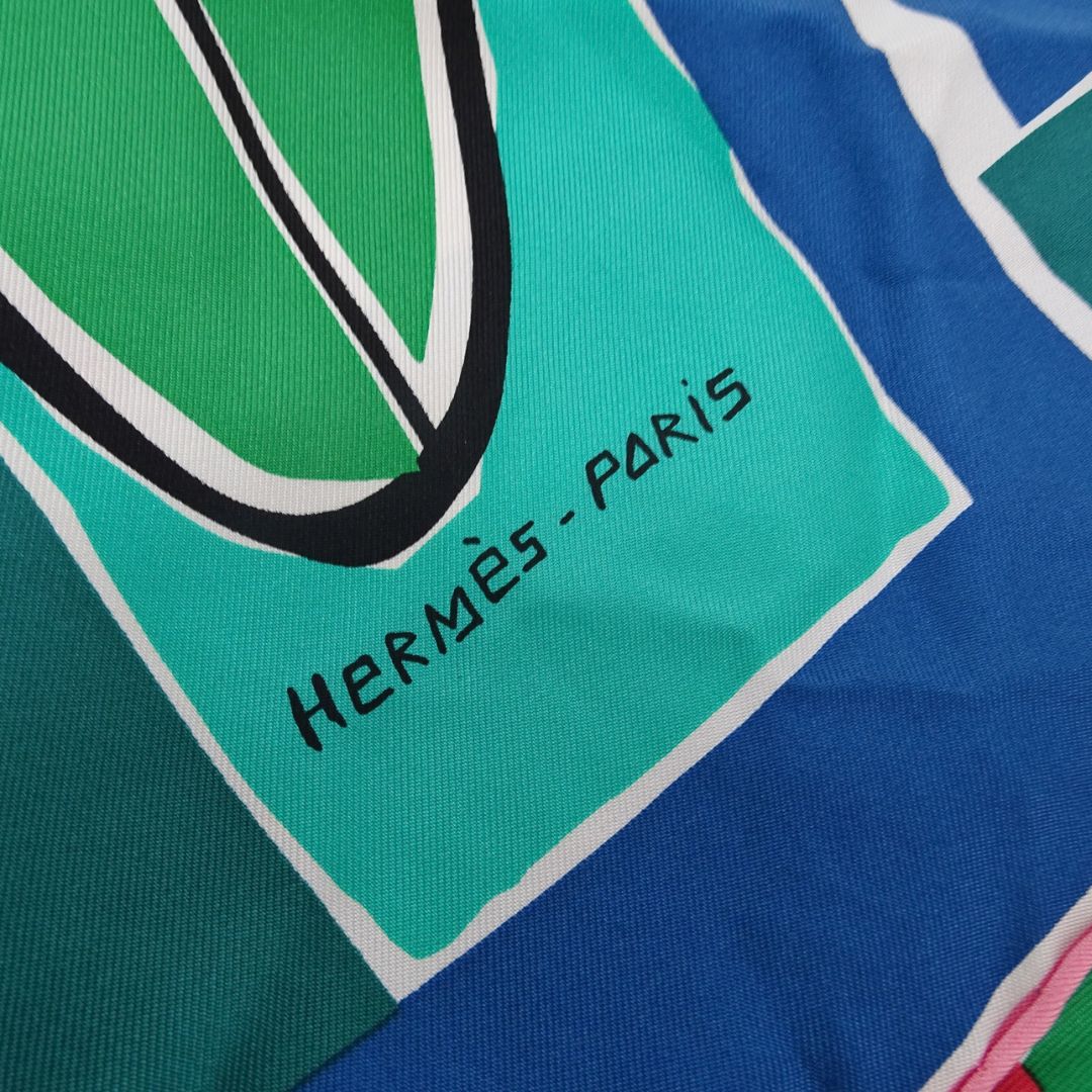 Hermes Scarf 90 Sea Surf & Fun 100% Silk