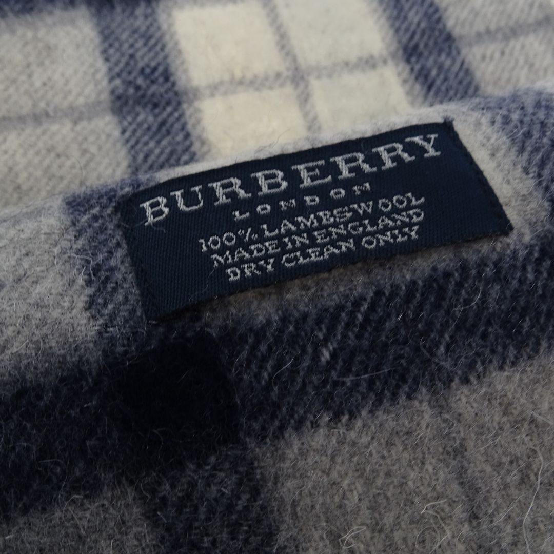 Burberry Scarf Grey/Navy Check 100% Lambswool