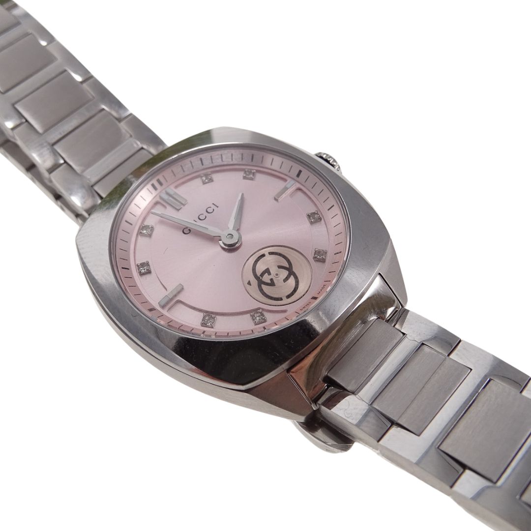 Gucci Interlocking 29mm Pink Dial Diamond Dots Steel Bracelet Watch