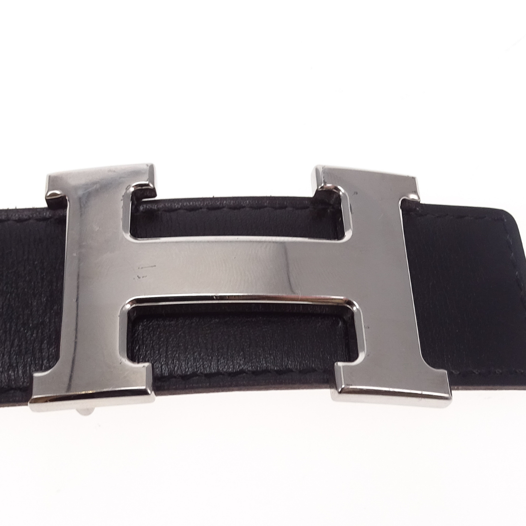 Hermes Swift & Epsom Reversible Belt With Palladium H Buckle Gold & Black 90cm 2004