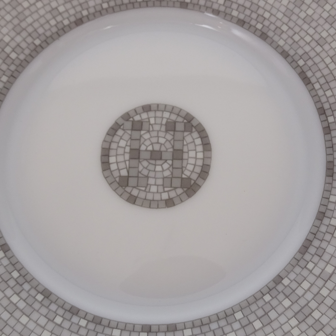 Hermes Mosaique au 24 Platinum Tea Cup and Saucer x2