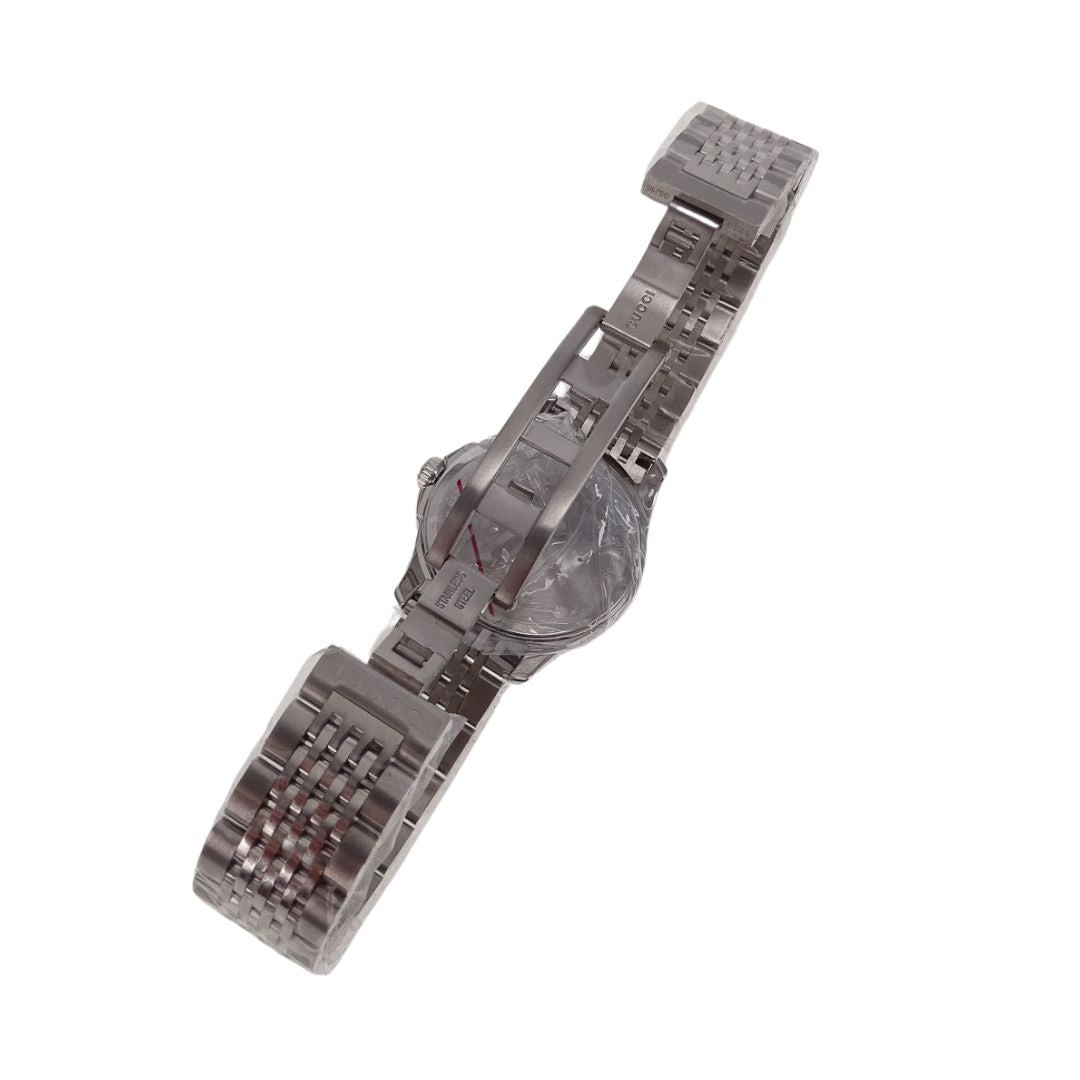 Gucci G-Timeless Steel Watch 29mm With Mother Of Pearl Dial And Strass