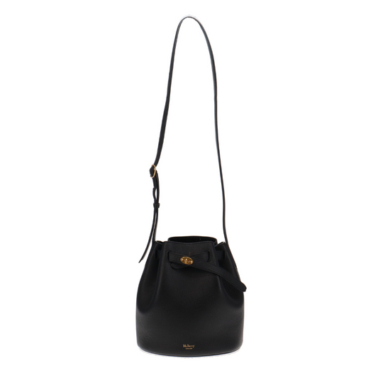 Mulberry Black Grained Leather Small Abbey Bucket Bag