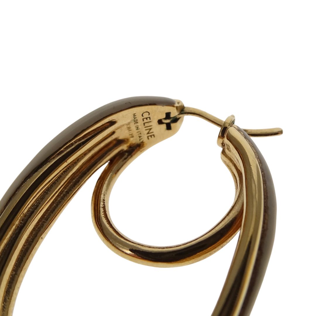 Celine Hoop Earrings Goldtone and Enamel