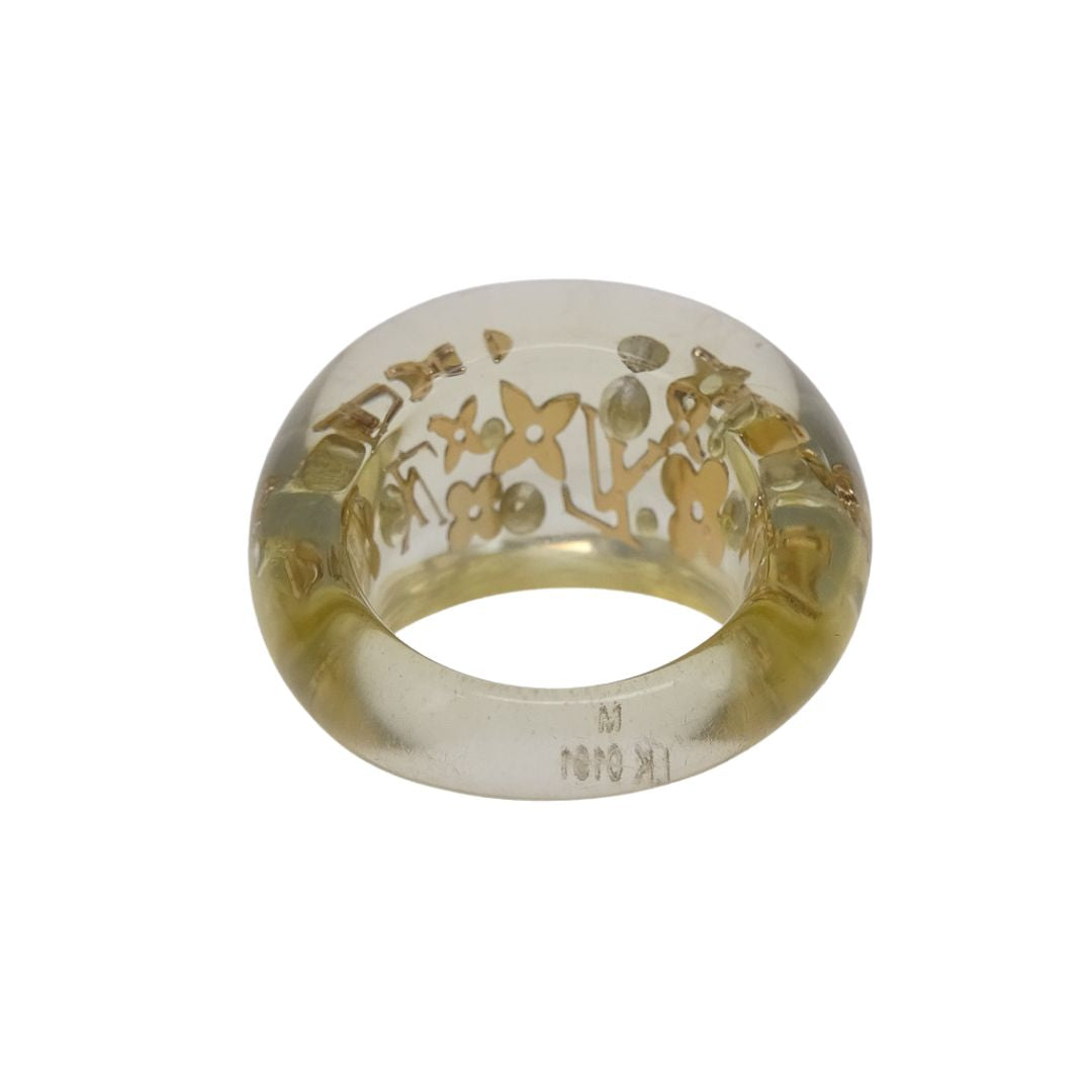 Louis Vuitton Monogram Inclusion Ring Clear Resin/Gold (size 54 - M)