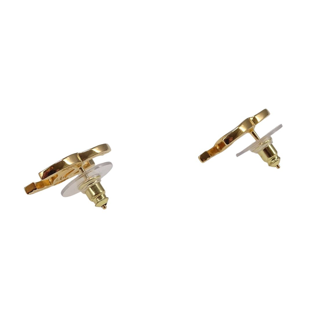 Chanel CC Earrings Goldtone and Black Enamel 2025