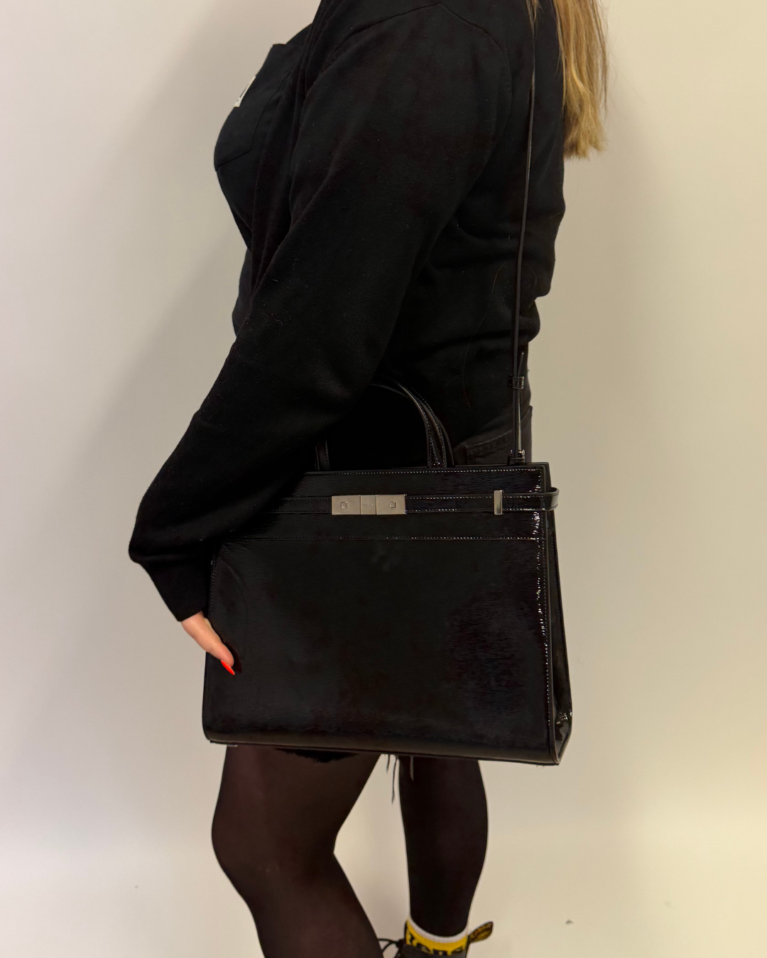 Saint Laurent Manhattan Tote Medium Black Patent SHW 2019