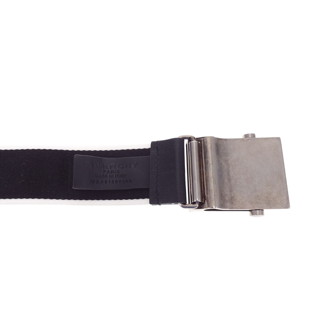 Givenchy Black/White Logo Plate Buckle Belt