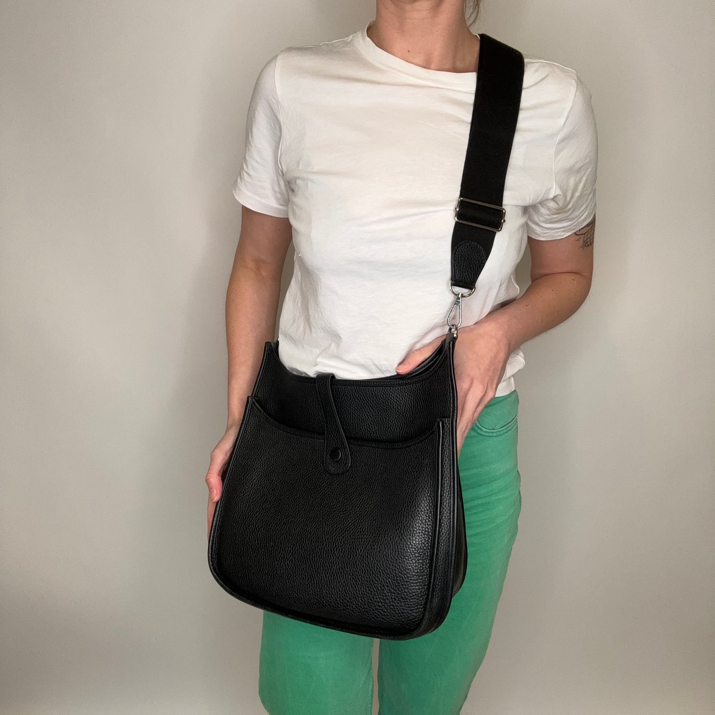 Hermes Evelyne III GM Black Clemence Leather With Palladium Hardware 2017