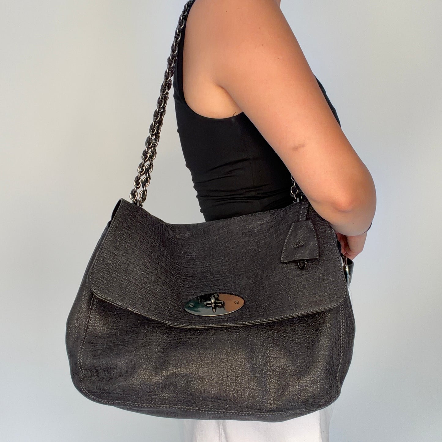 Mulberry Lily Oversized Black Sparkle Tweed Effect Leather GMHW