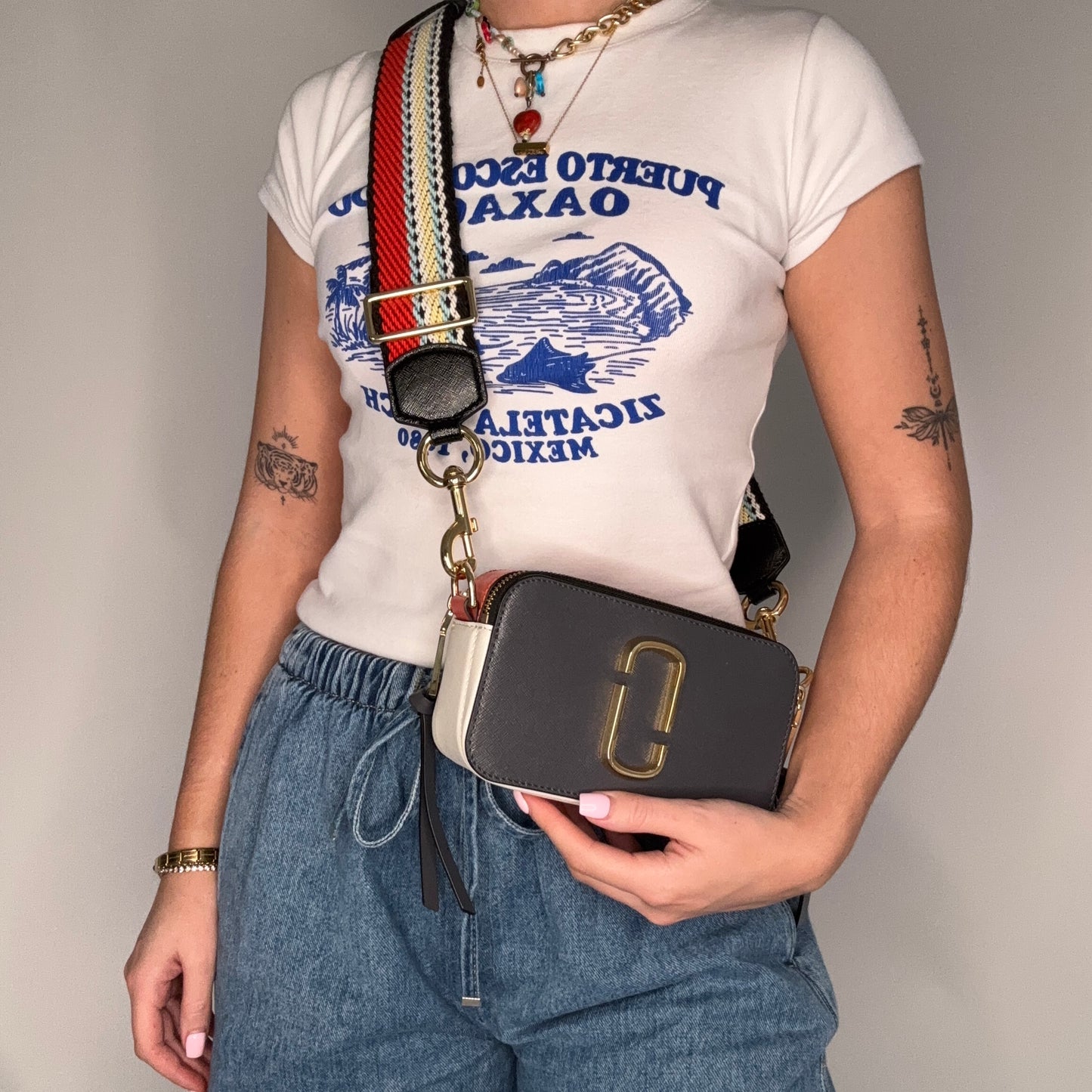 Marc Jacobs The Snapshot In Grey/Chalk/Orange