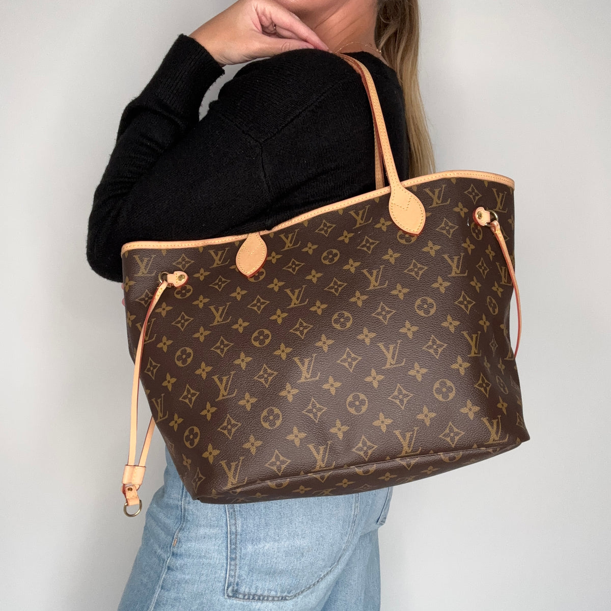 Louis Vuitton Neverfull MM Monogram Beige No Pochette (NFID)