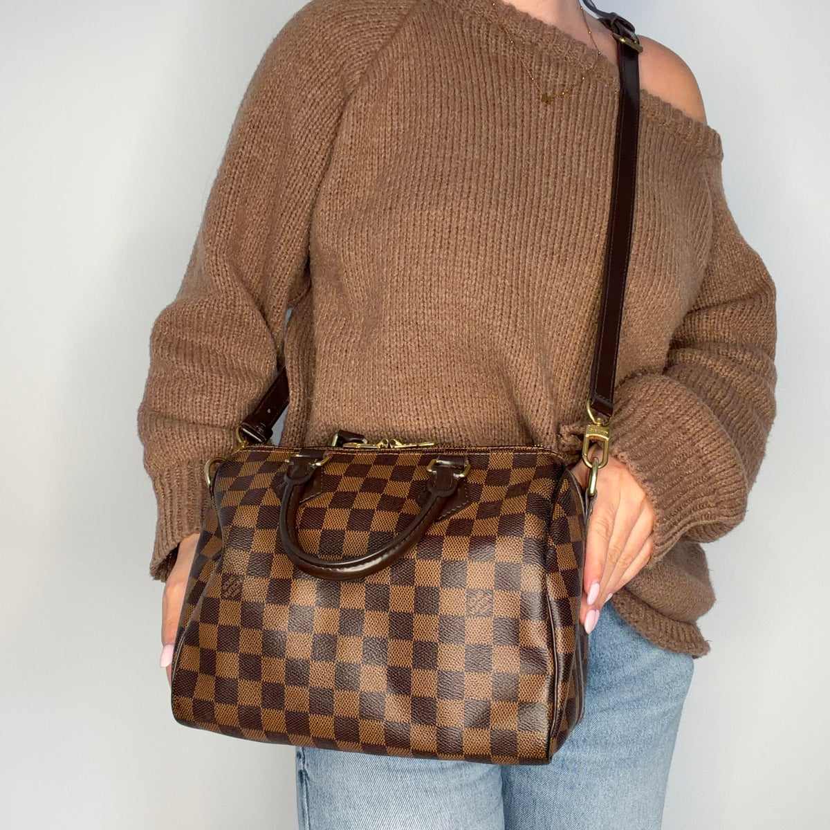 Louis Vuitton Speedy 25 Bandouliere Damier Ebene CT0158