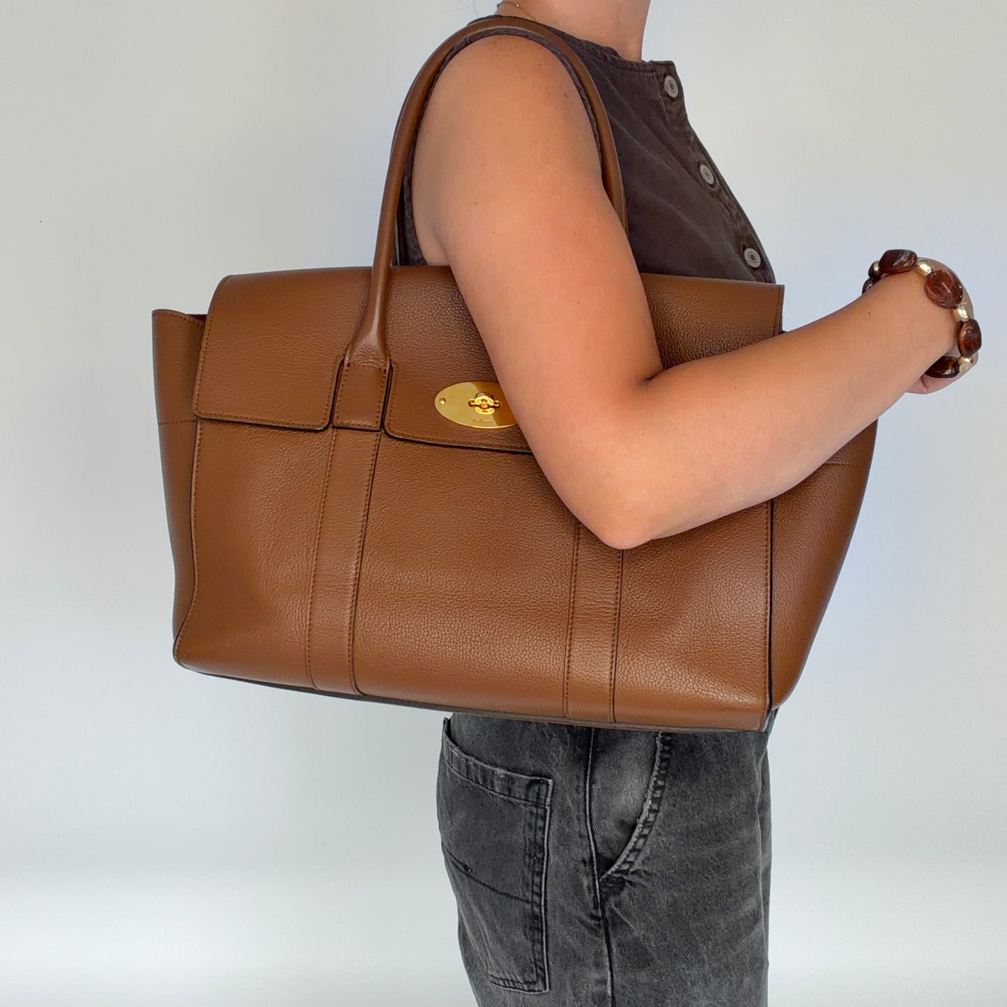 Mulberry Bayswater Oak Small Classic Grain Gold HW