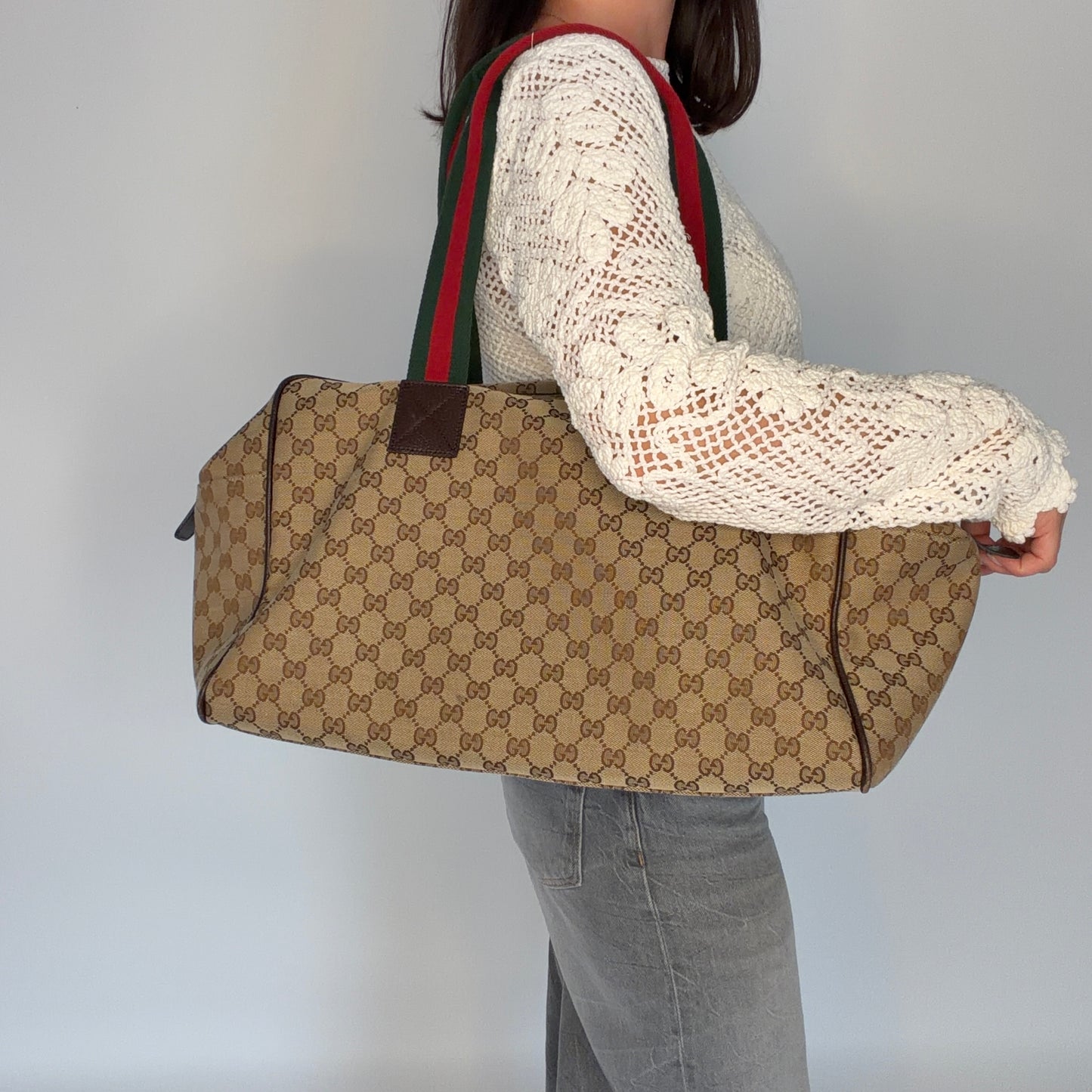 Sac de Voyage Polochon Gucci Web en Toile GG