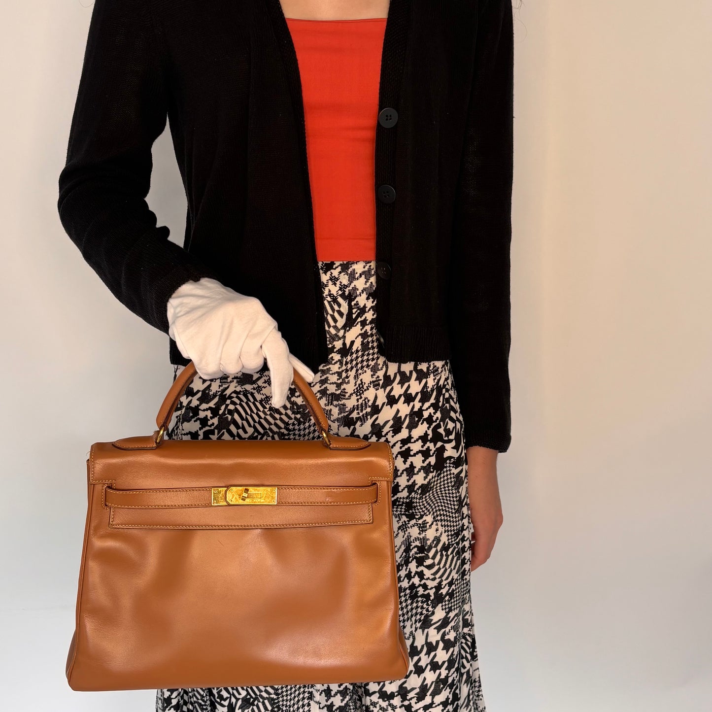 Hermès Kelly 32 Retourné Cuir Gulliver Or 1993