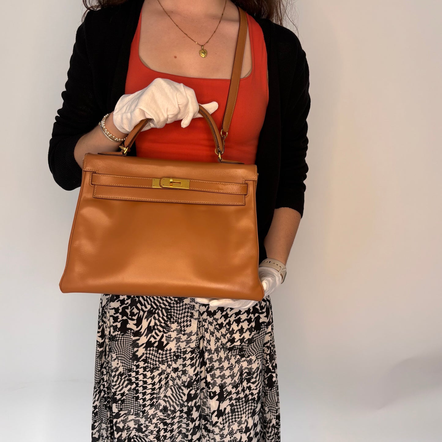 Hermès Kelly 32 Retourné Cuir Gulliver Or 1993