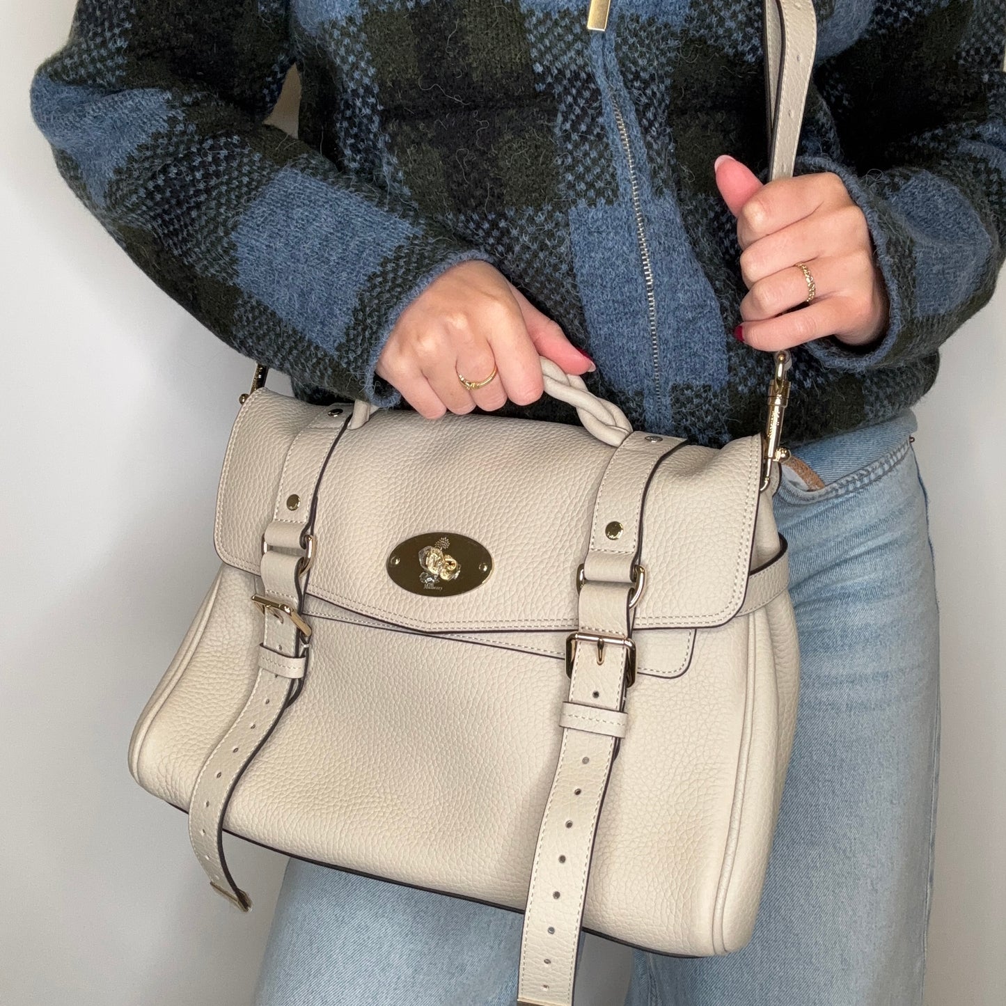 Mulberry Alexa Regular Chalk Heavy Grain Leather