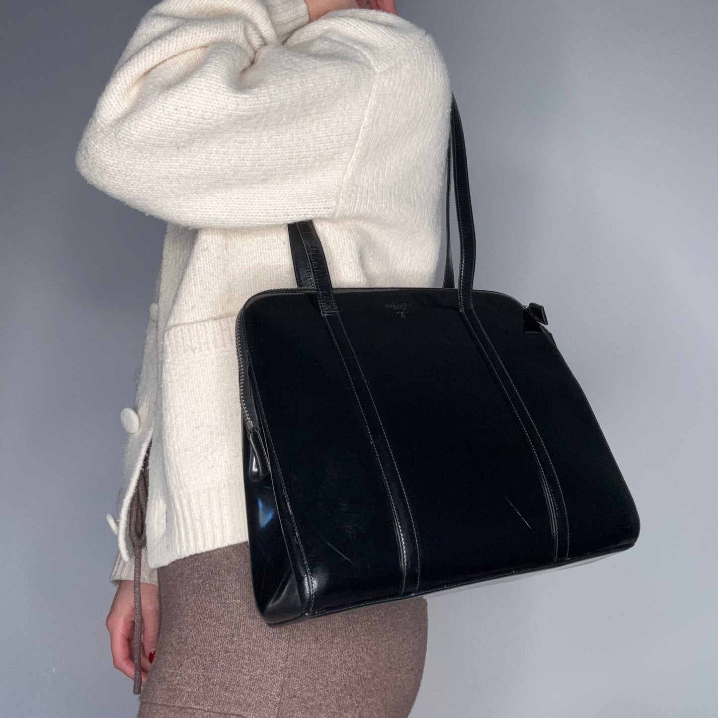 Prada Shoulder Bag Black Smooth Leather