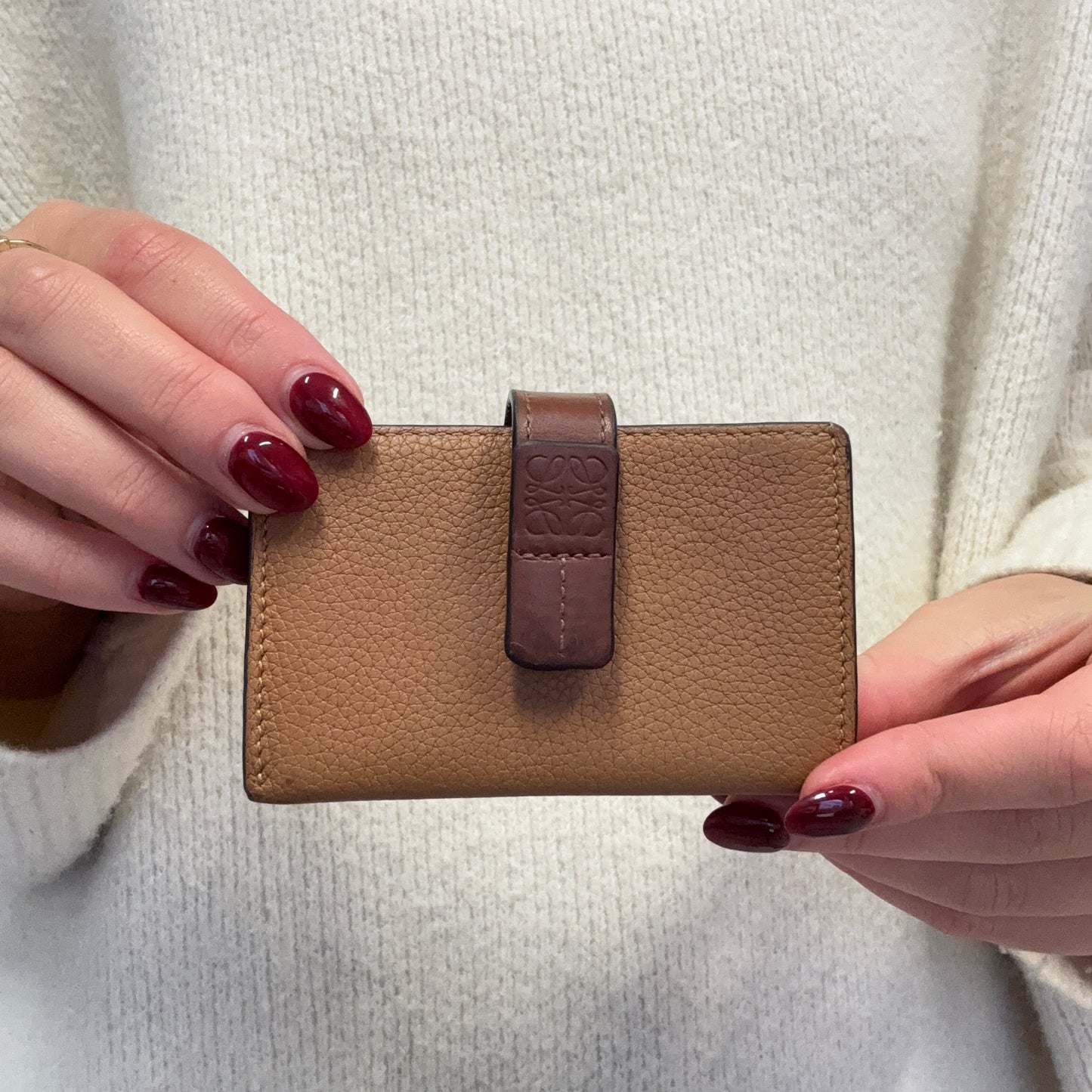 Loewe Accordion Leather Card Holder Tan/Brown