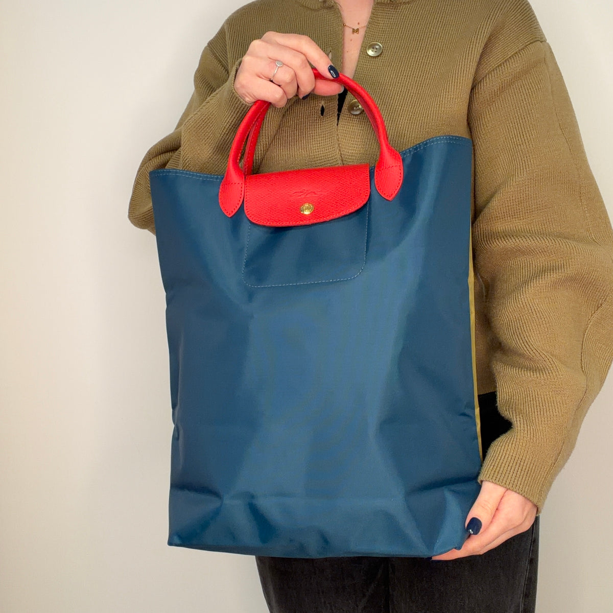 Longchamp Le Pliage Re-Play North South Green/Blue/Red