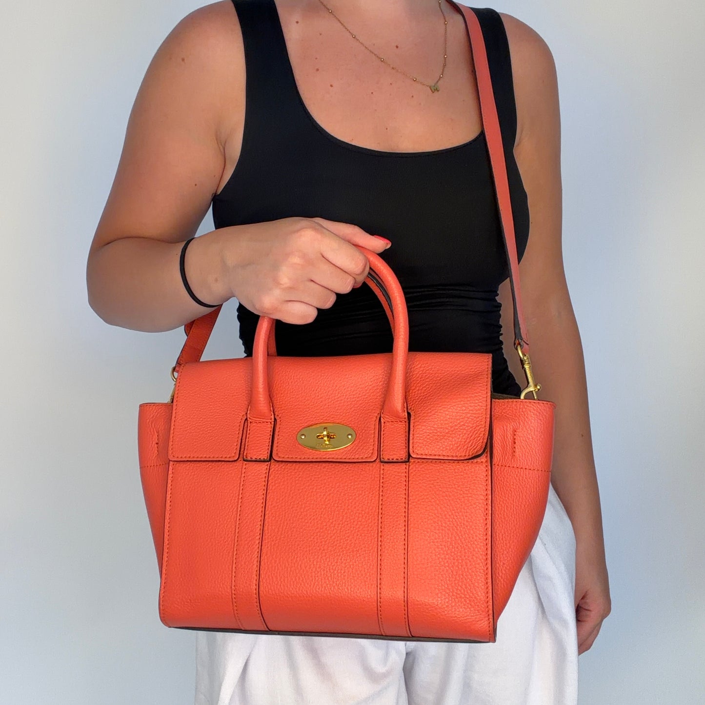 Mulberry Small Bayswater Coral Rose Small Classic Grain