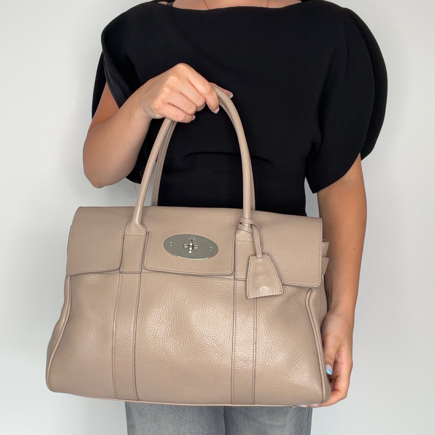 Mulberry Bayswater Putty Pebbled Leather SHW