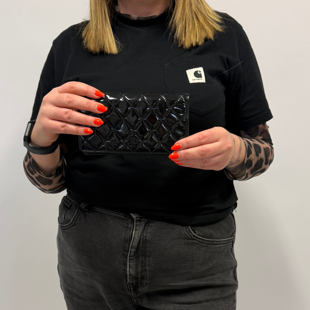 Chanel Classic Flap Wallet Patent Leather Black 2012