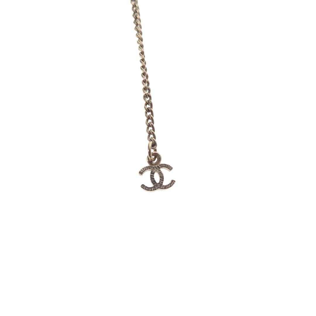 Chanel Pale Goldtone Pearl CC Necklace 2016