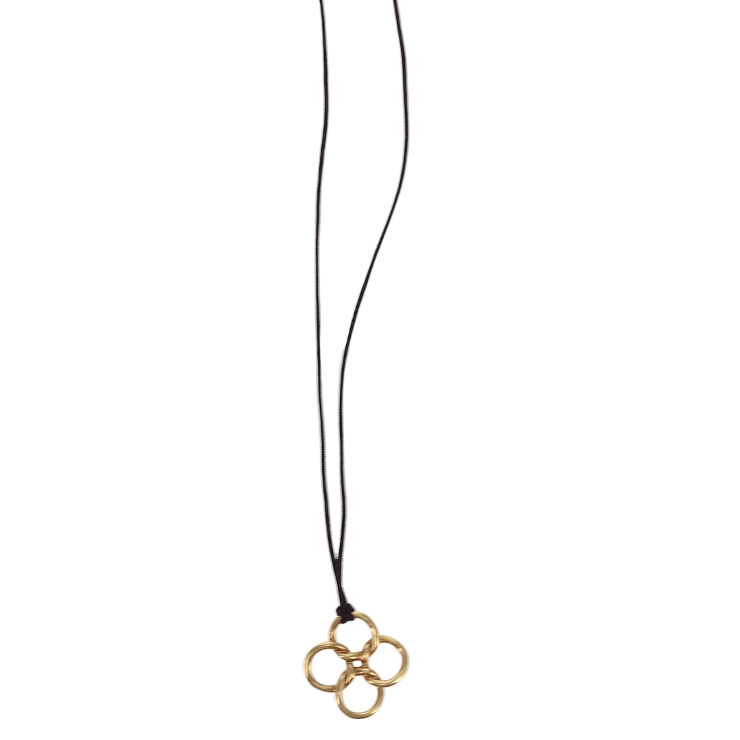 Tiffany & Co Elsa Peretti 18k Yellow Gold Quadrifoglio Pendant On Cord